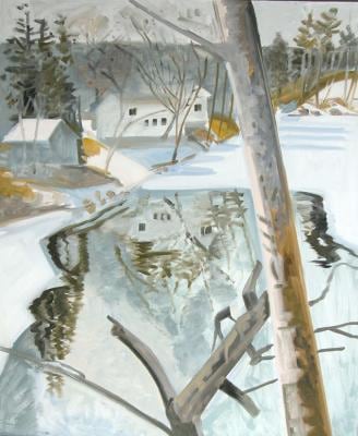 Across the Pond, 2004, oil on Masonite, 19 x 16 inches