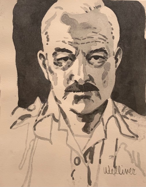 Untitled (Self Portrait) (II), ink on paper, 10 1/2 x 8 1/2 inches