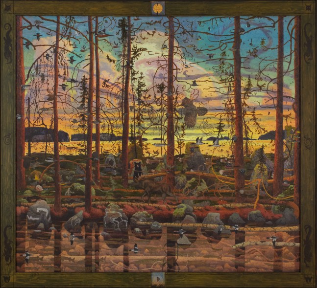 Bibagishe, 2024, oil on canvas, 67 x 73 inches, including artists&amp;#39; hand painted frame