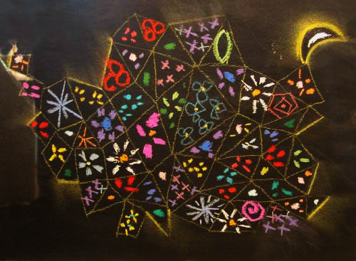 Sidewalk Drawing III,&amp;nbsp;1939, pastel on black paper, 12 x 16 inches