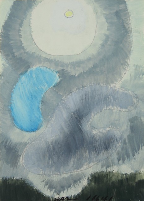 Partly Cloudy, 1941, watercolor and pencil on paper, 5 1/2 x 4 inches. Private Collection.