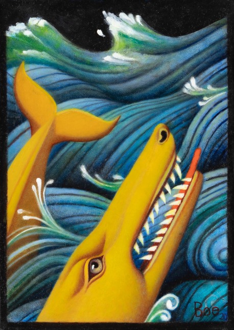 Dogfish, 2020, oil on Masonite, 7 x 5 inches