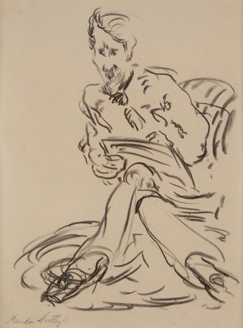 Portrait of the Artist, 1909, black crayon on paper, 12 x 8 3/4 inches