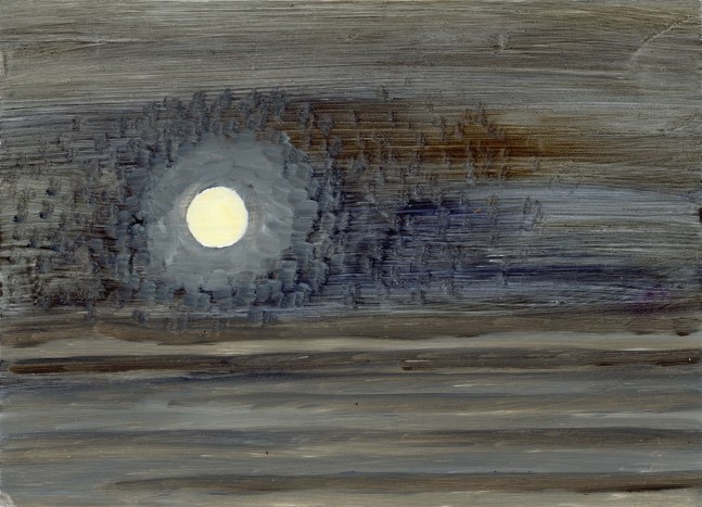 Moon at Truro Beach, 2015, oil on aluminum flashing, 5 x 7 inches