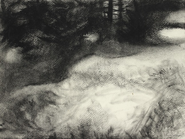 Atmospheric charcoal landscape drawing