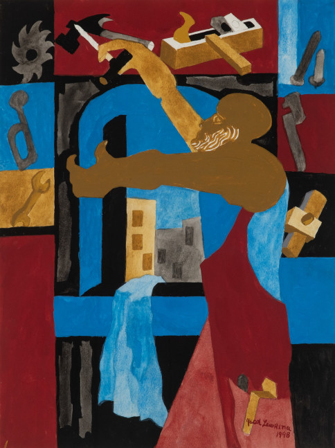 Jacob Lawrence, Builders&amp;mdash;Man with Beard, 1998, gouache on paper, 24 x 18 inches