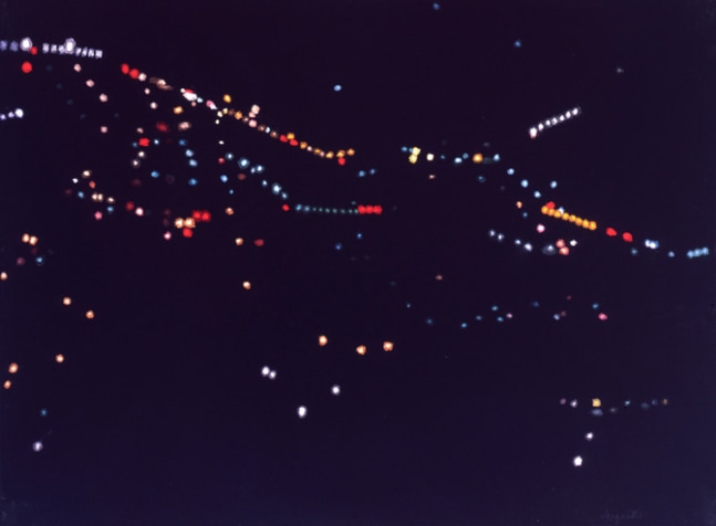 Yvonne Jacquette,&amp;nbsp;Maine Night Lights C (From Helicopter), 2007, pastel on black paper, 22 1/4 x 30 inches