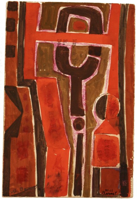 Untitled, c. 1954-1959, mixed media on paper, 6 x 4 inches