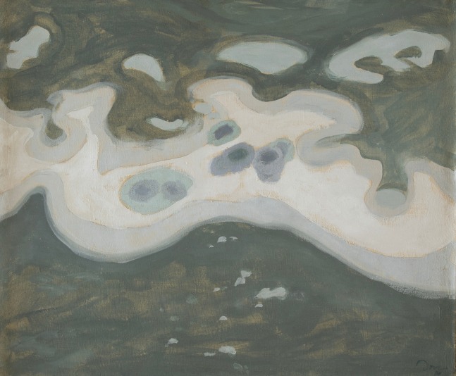 Snow on Ice, Huntington Harbor, 1930, oil on canvas, 18 x 21 inches. Private Collection.