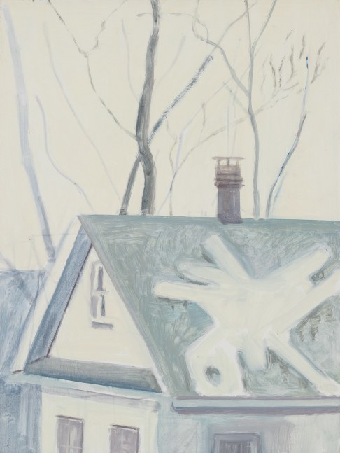 Snow Pattern on Roof, High St., 2018, oil on Masonite, 16 x 12 inches