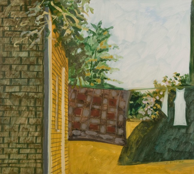 View from Corner of Chicken House (Small), 1983, oil on Masonite, 17 x 18 7/8 inches&amp;nbsp;