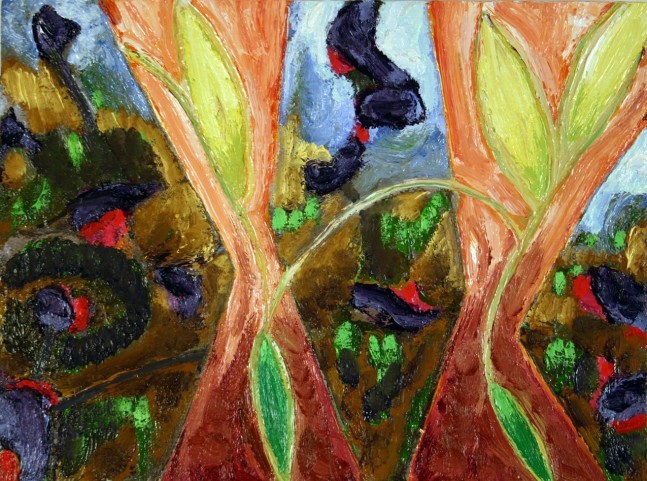 Woodbine #9 (Double Peach), 2008, oil on panel, 11 3/4 x 15 3/4 inches