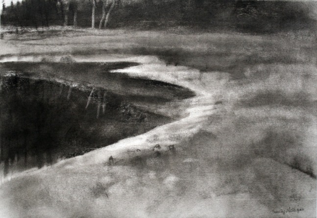 Emily Nelligan,&amp;nbsp;2 Oct 05 (1), 2005, charcoal on paper, 7 1/4 x 10 1/2 inches