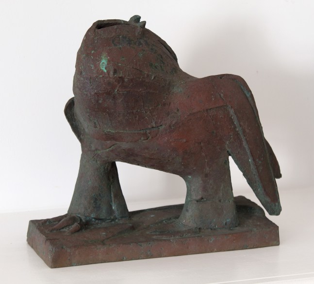 Bronze sculpture of an abstract, animal-like figure