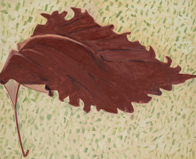 Maroon Fall Leaf, 2019, oil on Masonite, 16 x 19 3/4 inches
