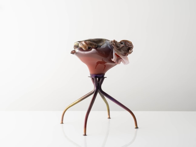 MARIA KOSHENKOVA
Birth of Cold, 2022
Blown and sculpted glass, silver amalgam, cast glass, metal with Prismatic coating, vintage chair base
26" H x 18.5" W x 16" D