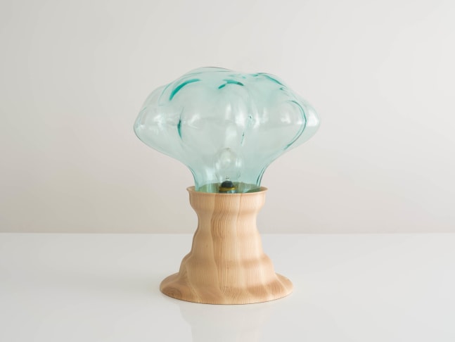 FRIDA FJELLMAN
Dreamy Gas Cloud,&amp;nbsp;2024
Mold-blown glass, ash wood
18.5&amp;quot; H x 17&amp;quot; W x 12.5&amp;quot; D