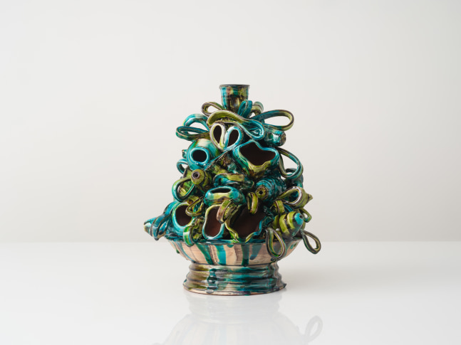 GRAHAM MARKS
Fruit Bowl Candelabra, 2024
Glazed stoneware, thrown, coiled, and pinched
15.5" H x 14" Dia.