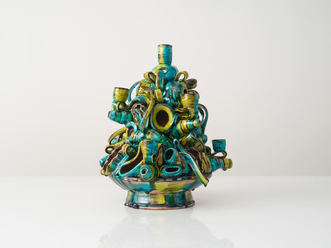 GRAHAM MARKS
Fruit Bowl Candelabra, 2024
Glazed stoneware, thrown, coiled, and pinched
18.25" H x 15.5" Dia.