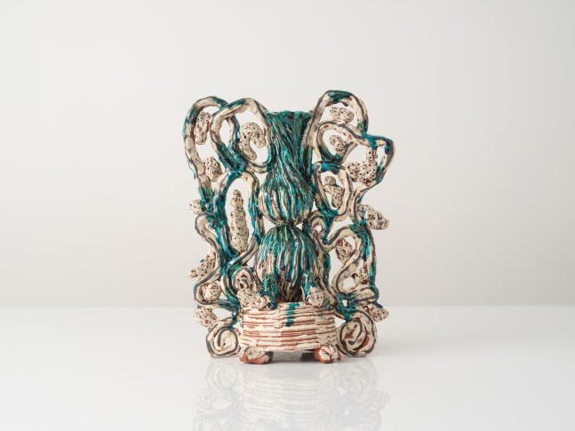 GRAHAM MARKS
Malinalco Candelabra, 2023
Glazed stoneware, thrown, coiled, and pinched
16.5&amp;quot; H x 13&amp;quot; W x 6&amp;quot; D