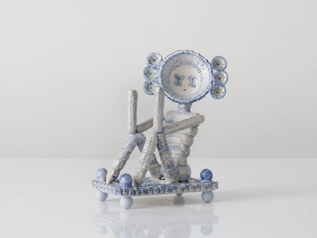 EUN-HA PAEK
Figure with Seven Bowls Raised, 2024
Handbuilt and 3D printed glazed stoneware, plastic, marble dust
9" H x 7" W x 4.5" D