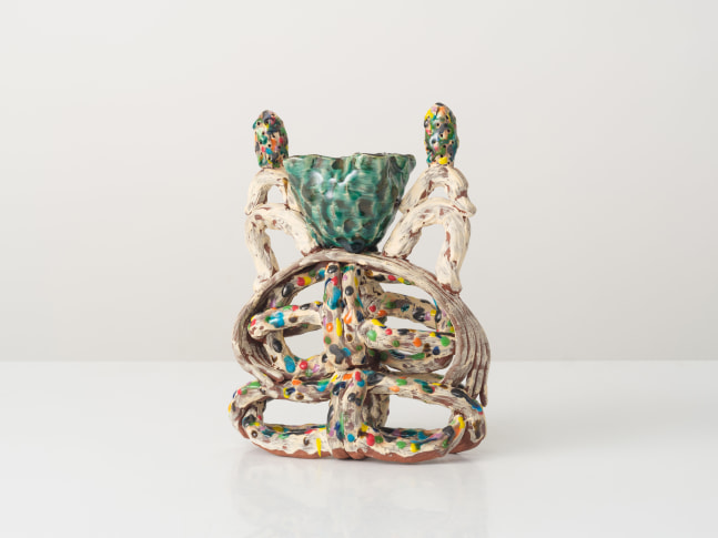 GRAHAM MARKS
Candelabra, 2023
Glazed stoneware, thrown, coiled, and pinched
11.5&amp;quot; H x 9&amp;quot; W x 4&amp;quot; D