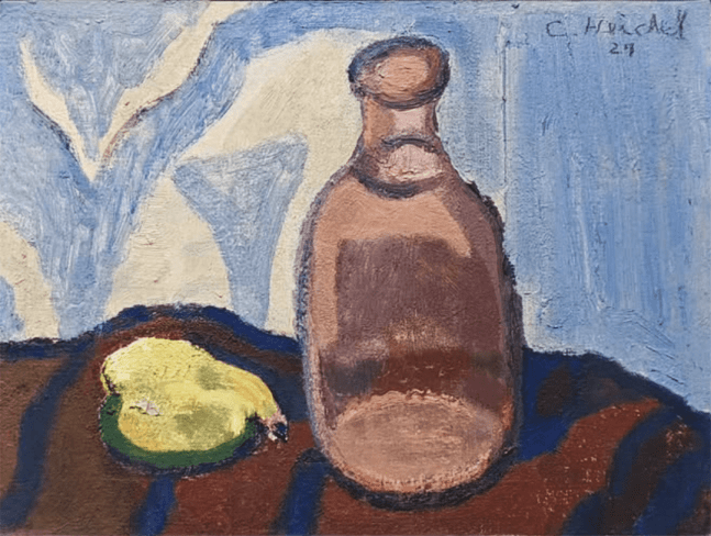 Glass Vase and Pear