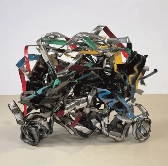 John Chamberlain (1927-2011)

Sans Tee Tee Yo, 1999

painted and chromium plated steel

39 1/2&amp;quot; x 53&amp;quot; x 33&amp;quot;