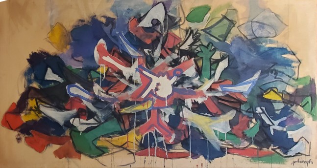 Bombed Boat, 1966

oil on canvas

30&amp;quot; x 56&amp;quot;