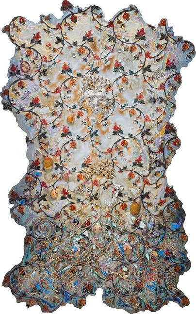 Dharma Flywheel, 2024

mixed media on panel

72&amp;quot; x 48&amp;quot;