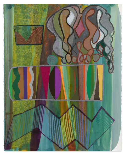 Karla Wozniak Shape Shifter, 2022 oil pastel, colored ink, gouache, graphite on paper ​​​​​​​32 1/2 x 26 in.