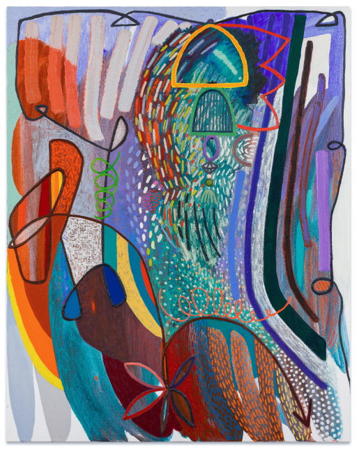 Karla Wozniak Armature, Beads, Tassel, 2024 oil and acrylic on canvas 48 x 38 in.