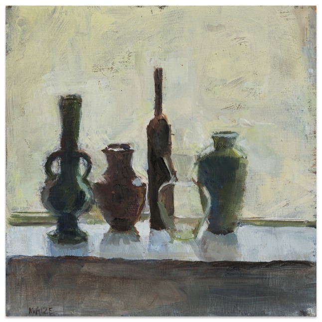 Catherine Maize &quot;Five Vases,&quot; 2025 oil on panel 7 x 7 in.