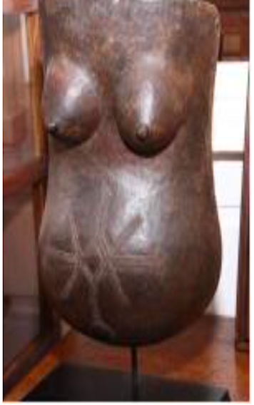 Makonde Culture, Southern Tanzania
Pregnant Female Mask, n.d.
carved darkened wood
20 x 9 1/2 x 6 in.