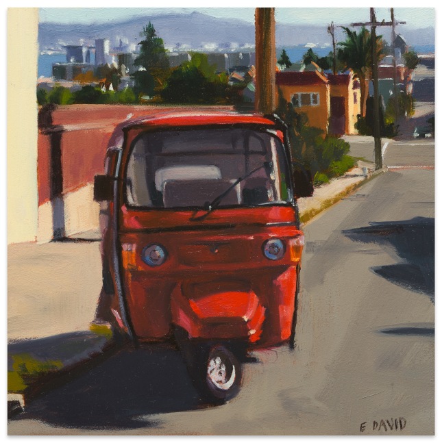 Eileen David Red Cart, 2015 oil on panel 6 x 6 in.