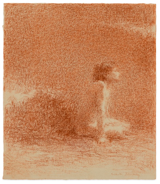 Fred Dalkey Model Facing Right in Atmospheric Light, 2012 sanguine Conté crayon on paper 8 3/16 x 7 1/16 in.