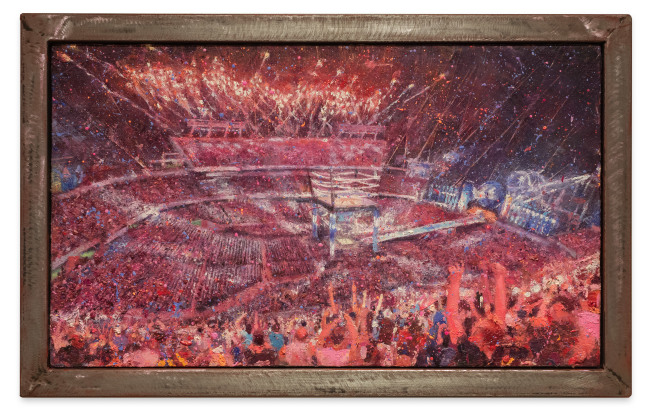 Tom Birkner WWE Mega-Event, 2022 oil on canvas 14 x 24 in.