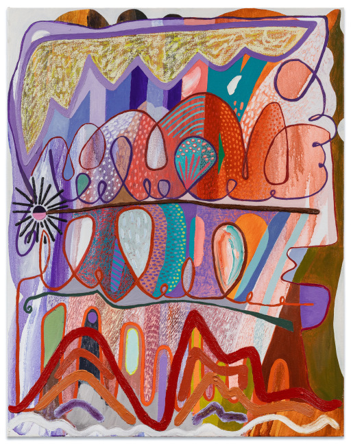 Karla Wozniak Loops, Cursive, Wand, 2024 oil and acrylic on canvas 38 x 30 in.