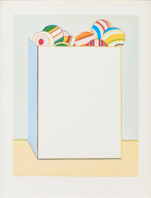 Wayne Thiebaud
Boxed Balls, 1979
drypoint and etching, A.P. 2
24 1/2 x 19 in. [image]; 29 3/4 x 22 1/2 in. [sheet]