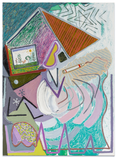Karla Wozniak Crayon, Painting, Star, 2022 oil and acrylic on canvas 30 x 22 inches