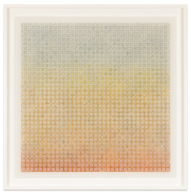 Mary Ijichi Assemblage #22, 2023 colored pencil, mylar, plastic, beads, acrylic, artist's tape, museum board 27 1/2 x 27 3/8 in. (frame)