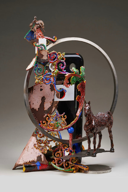 Robert Hudson Shadow, 2016 steel, stainless steel, cast iron, found objects, acrylic, epoxy coating ​​​​​​​29 x 20 x 19 in.