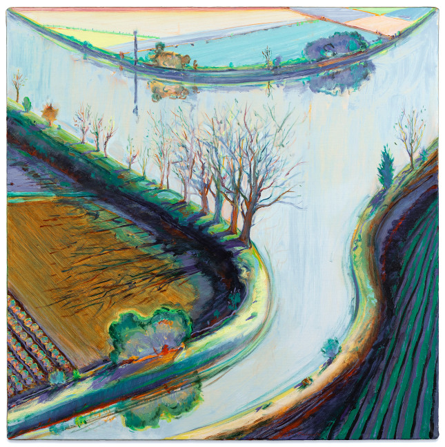 Wayne Thiebaud River Bend with Trees, 1997 oil on canvas 30 1/4 x 30 in.