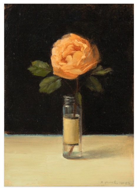 April Glory Funcke Emma Hamilton Rose in a Jar, 2022 oil on linen panel ​​​​​​​7 x 5 in.