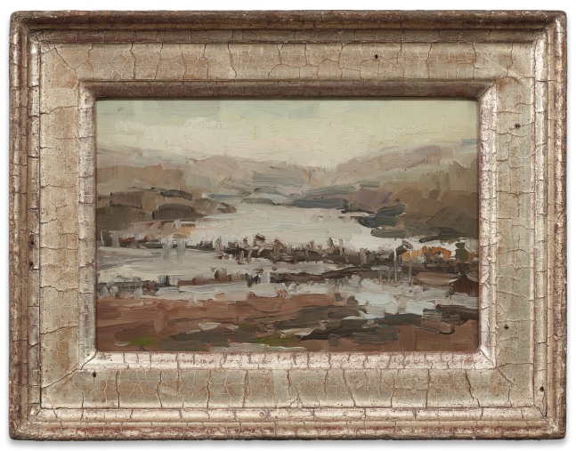 Pam Sheehan Winter Landscape from Boscobel, Garrison, New York, 2008 oil on wood 6 1/2 x 8 7/8 in. [frame]