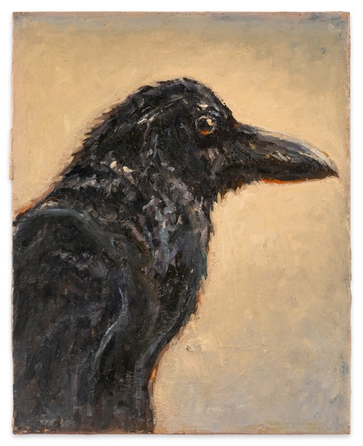 Ed Musante Crow, 2021 mixed media on cigar box lid 10 x 8 inches