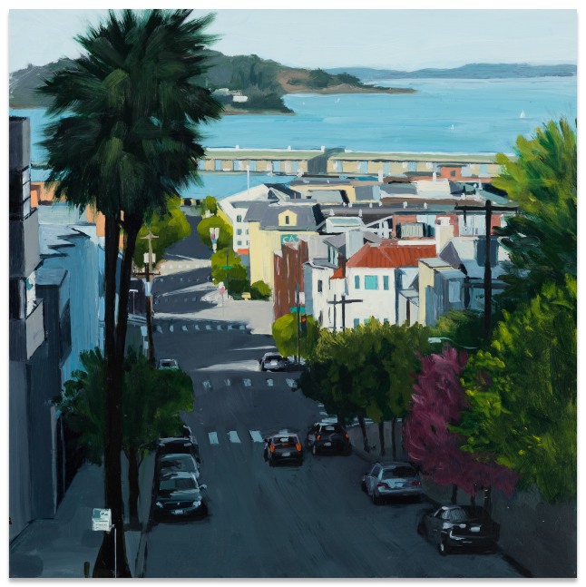 Eileen David Street to the Bay, 2025 oil on panel 12 x 12 in.