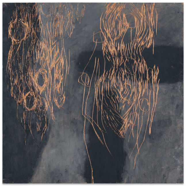 Marc Katano  MK90-84, 1990 oilstick on incised wood 24 x 24 in.