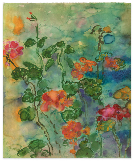 Arthur Okamura Untitled (Orange and Pink Flowers), circa 1967 watercolor on paper ​​​​​​​18 x 14 15/16 in.
