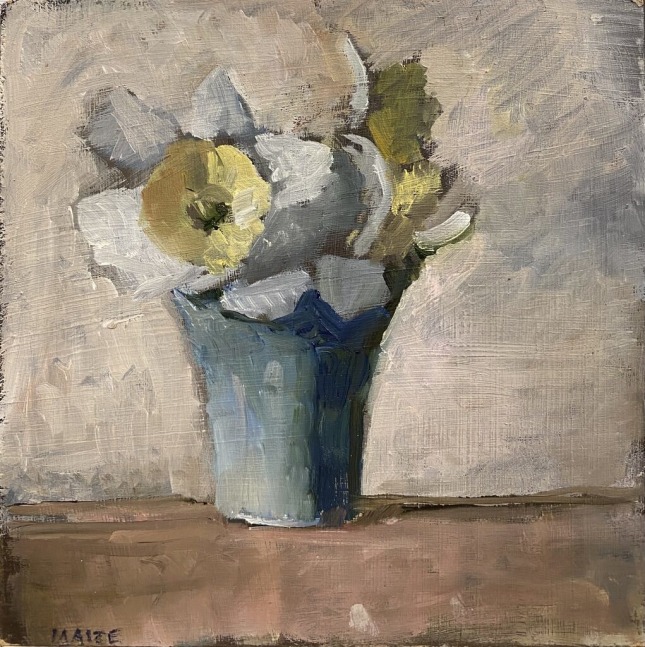 Catherine Maize Ice Follies in Green Vase, 2022 oil on panel  6 x 6 in.